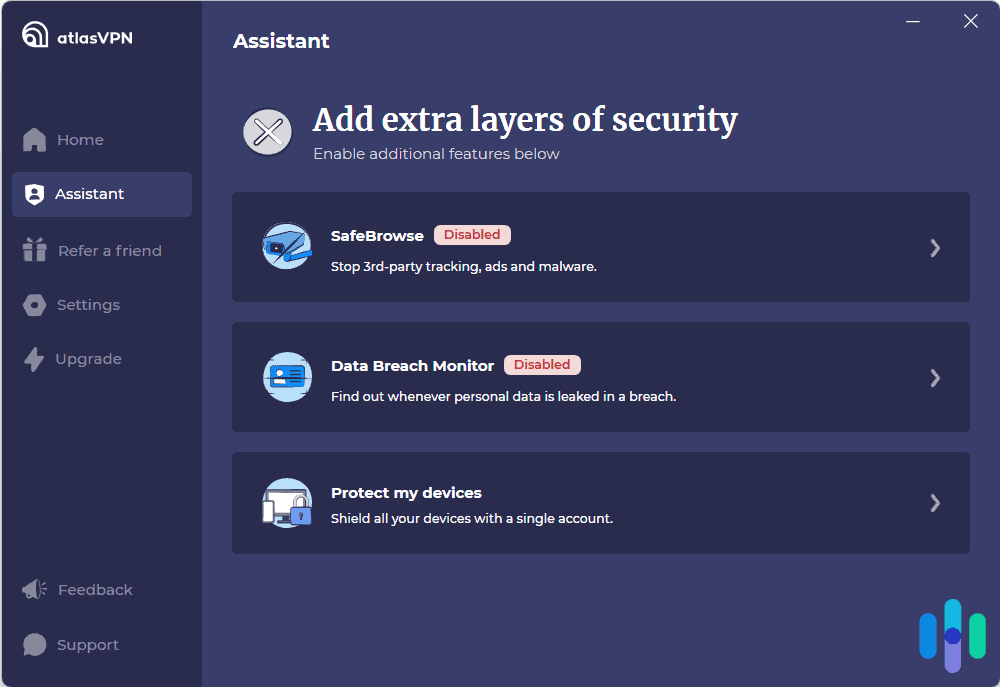 Extra security features from Atlas VPN