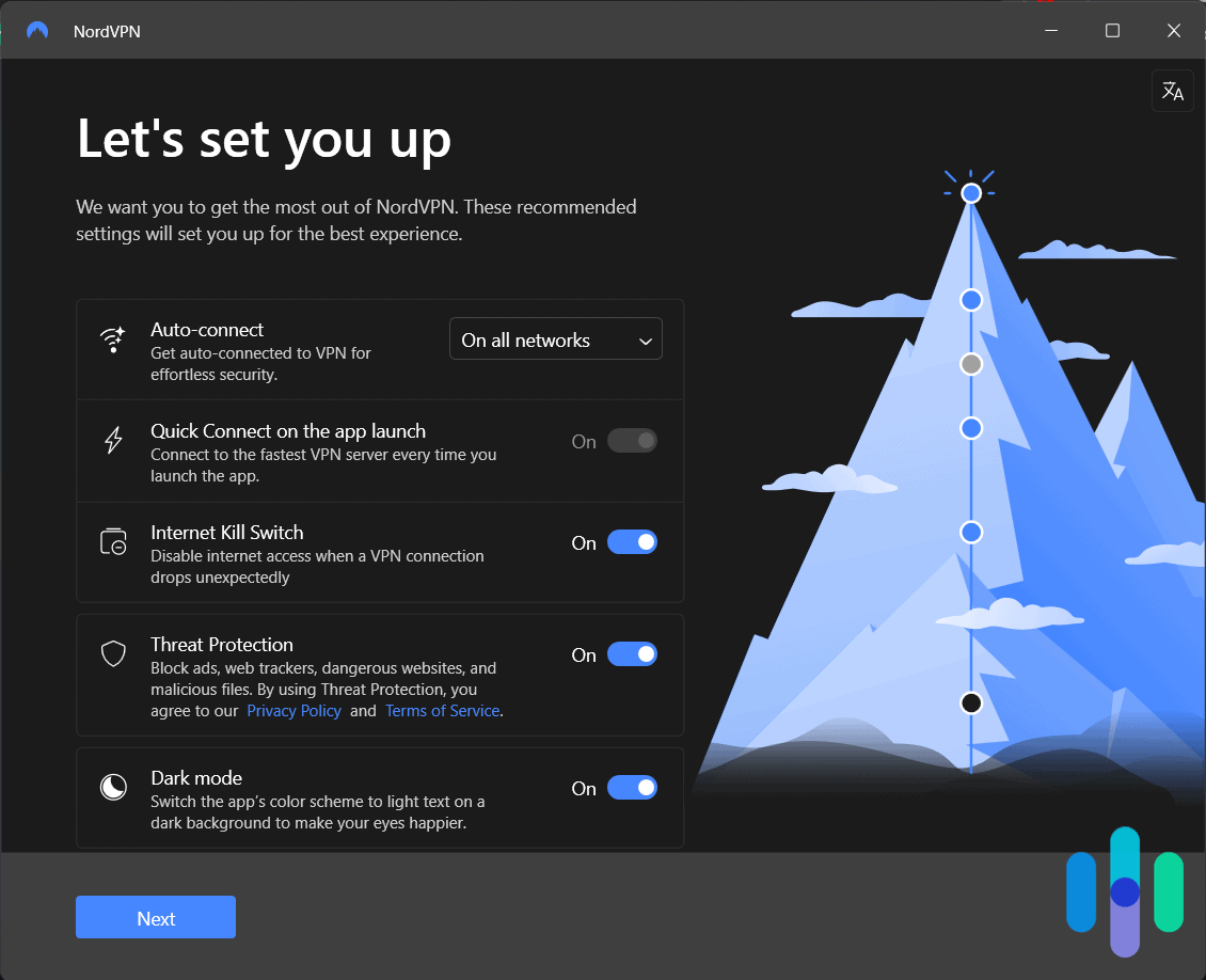 NordVPN Windows app initial set-up