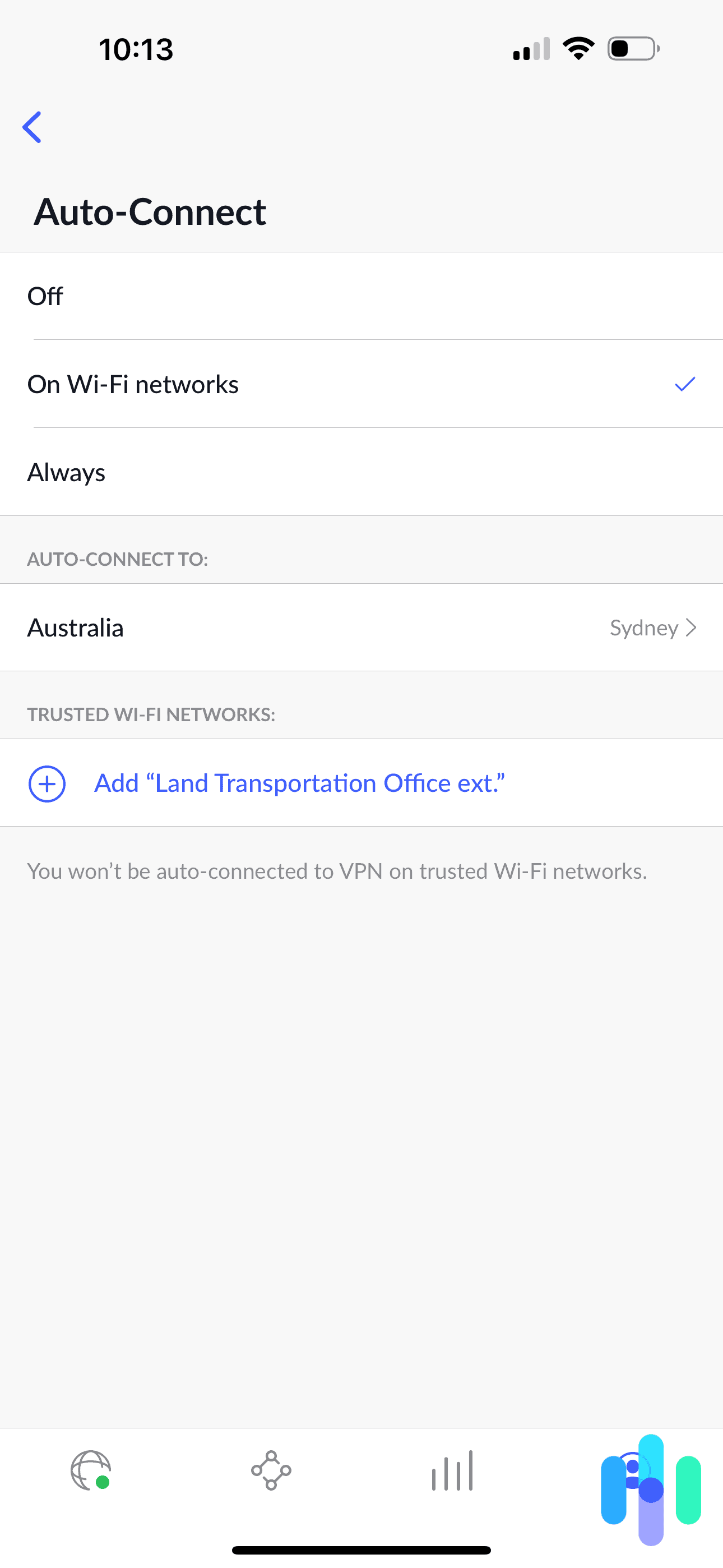 NordVPN auto-connect settings