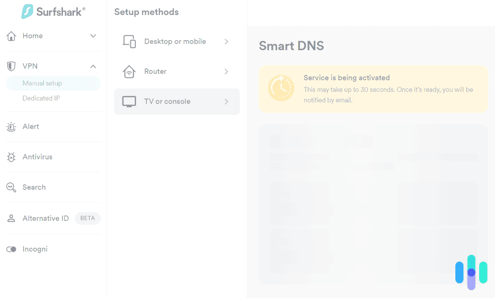 Activating Surfshark SmartDNS