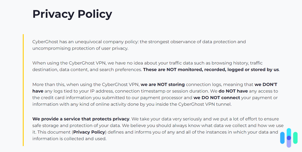 CyberGhost privacy policy
