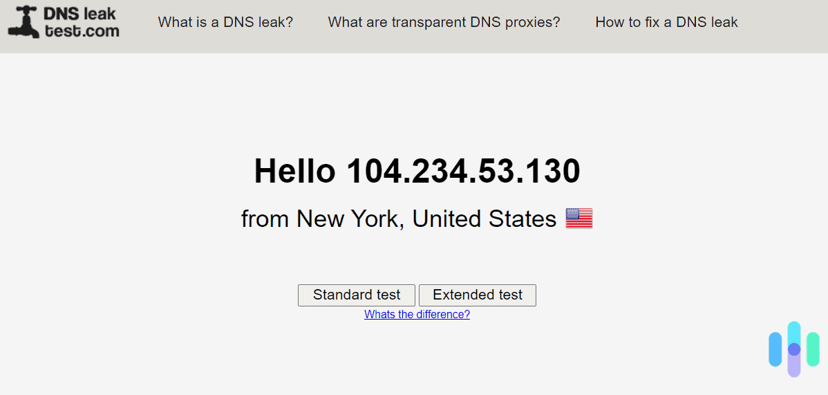 Example of a DNS leak