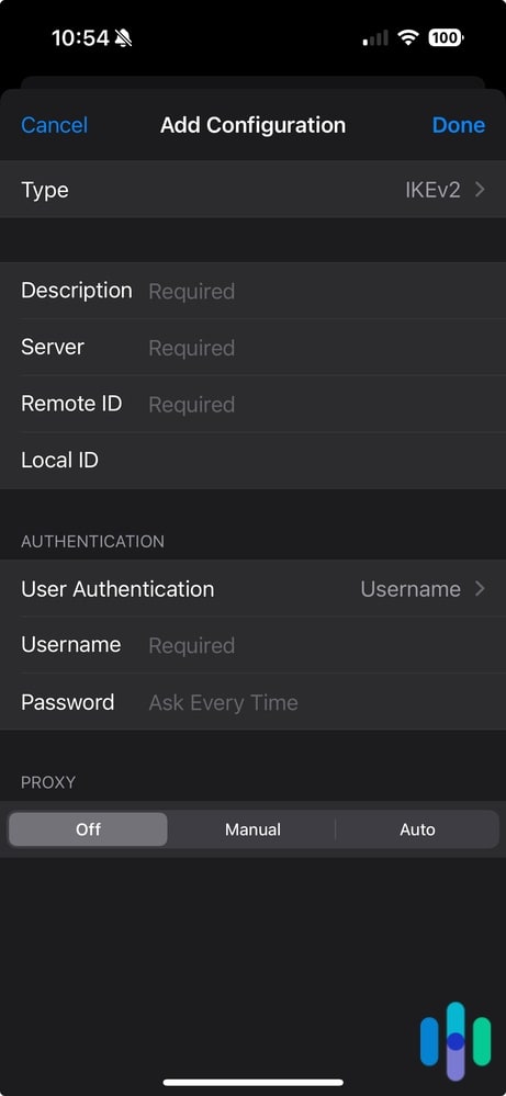 Adding a VPN Configuration on iOS