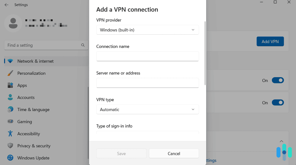 Adding a VPN on Windows 11