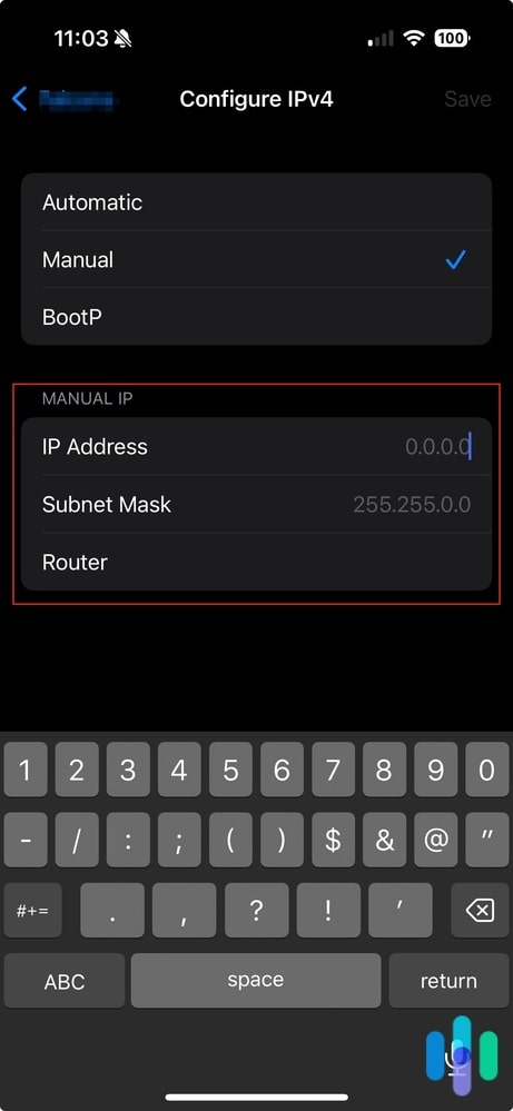 Configure IPv4 settings on iPhone