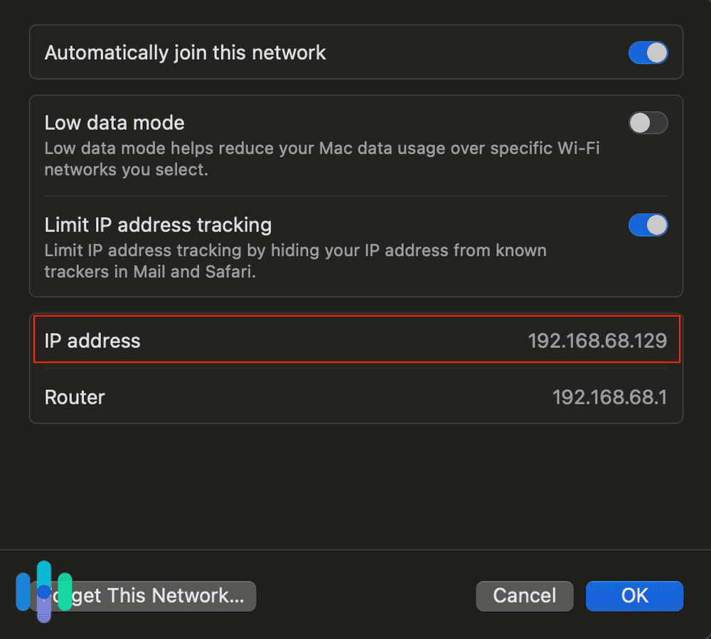 IP address location on a Mac