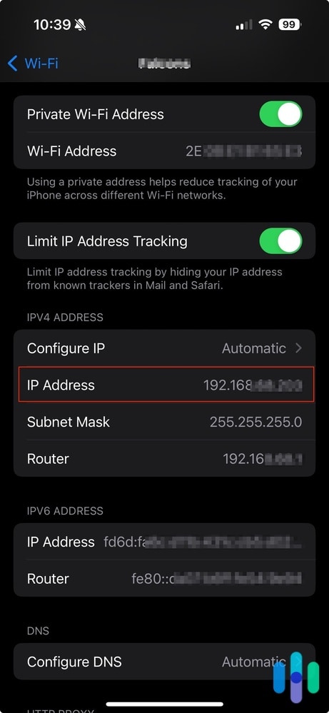 IP address location on iPhone