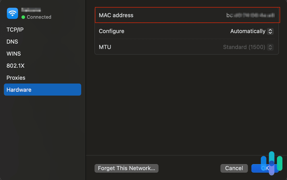 MAC address location