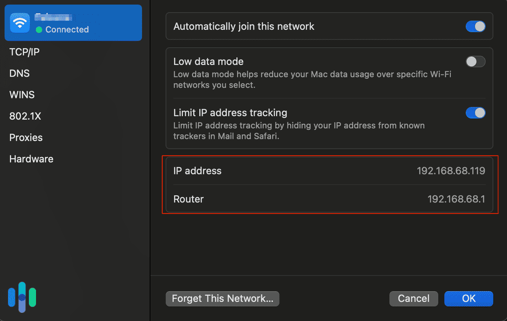 Our MacBook Pro's Internal and Router IP Address