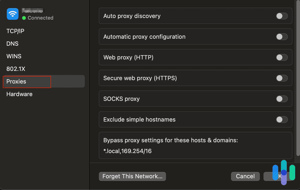 Proxy settings on Mac