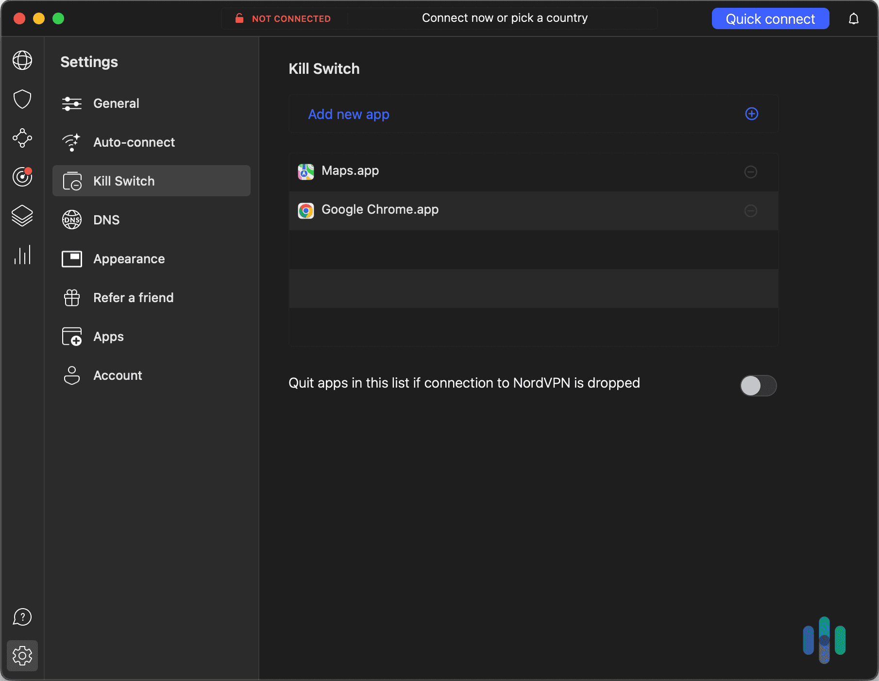 Connect Kill Switch with NordVPN's App