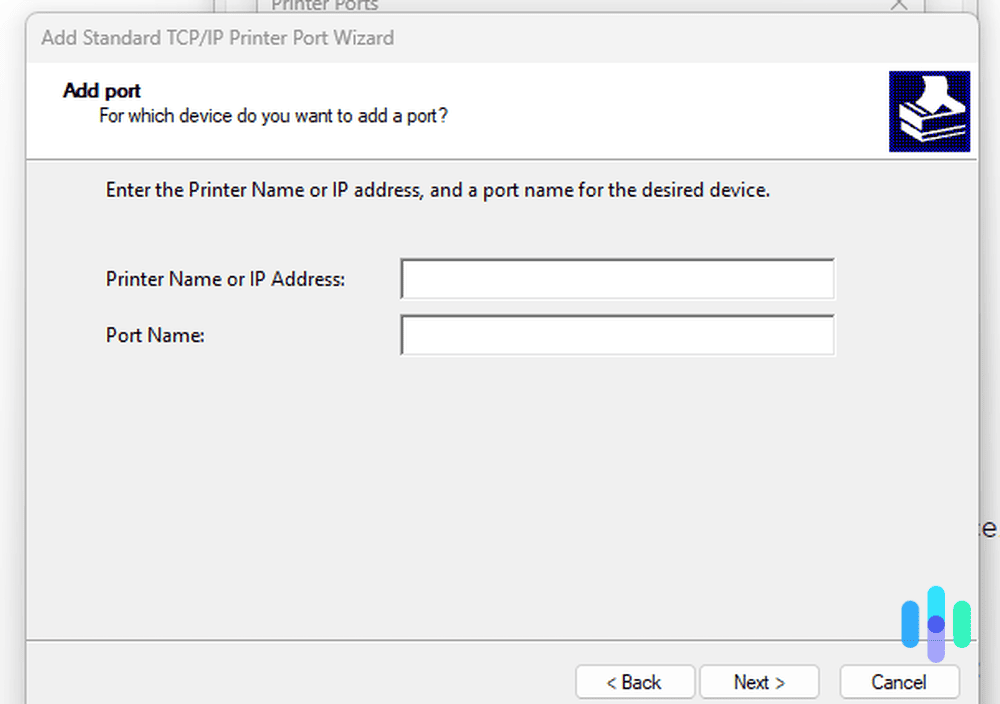 Add Standard TCP/IP Printer Port Wizard