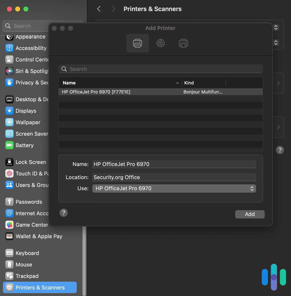 Adding a new device connection to printer