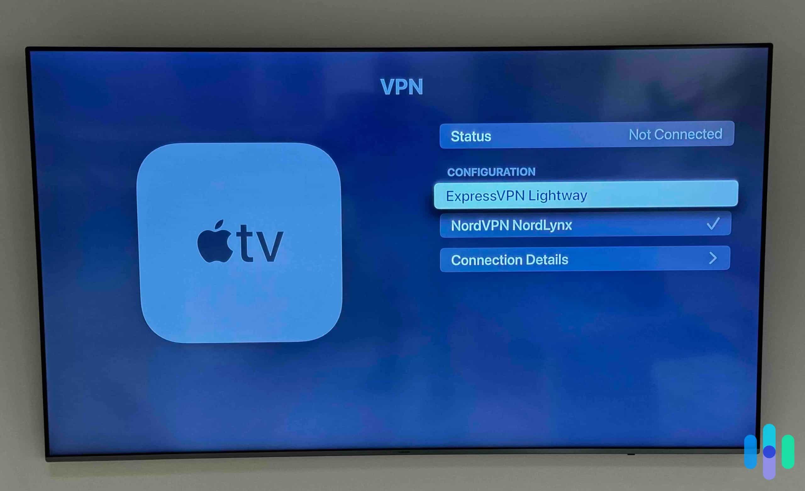 Apple TV advanced VPN configurations under Settings - General