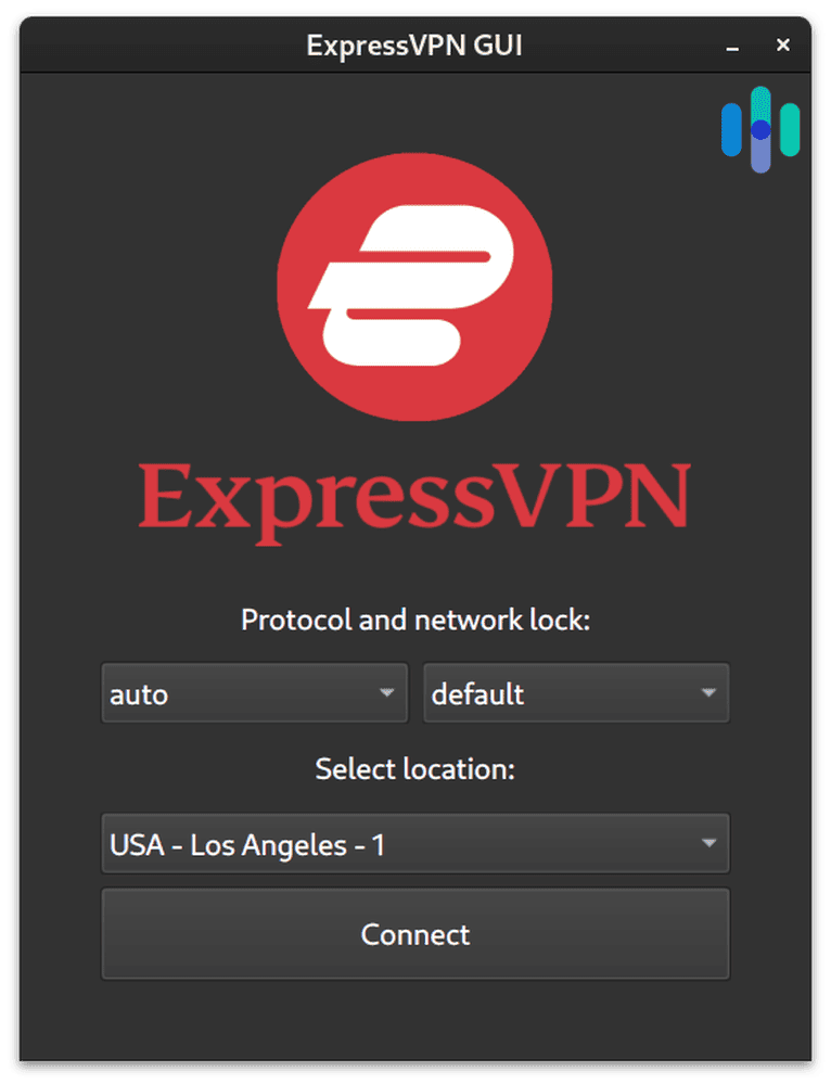 Choosing the connection parameters with ExpressVPN using the Linux GUI app