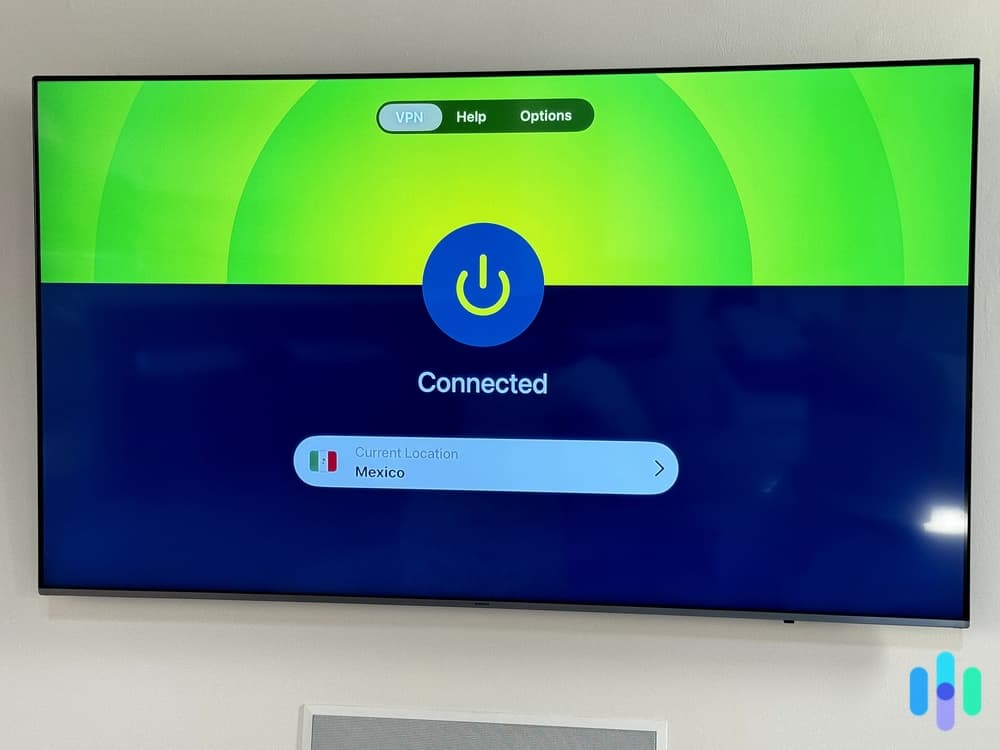 ExpressVPN using the Apple TV app connected to Mexico