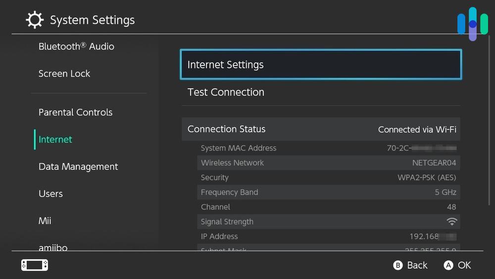 Nintendo Switch's Internet Settings