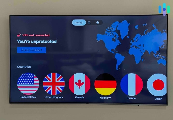 NordVPN Apple TV app main location screen