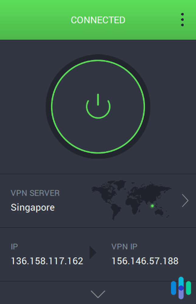 Private Internet Access connected to Singapore