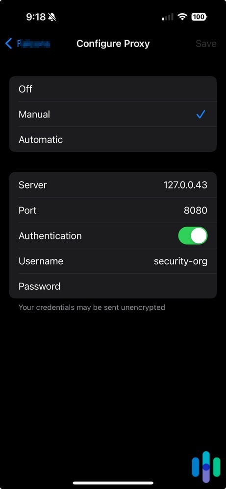 Proxy Settings on iOS