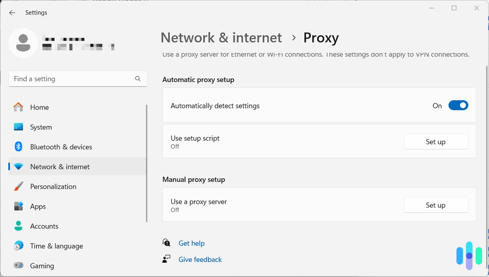 Proxy settings on Windows