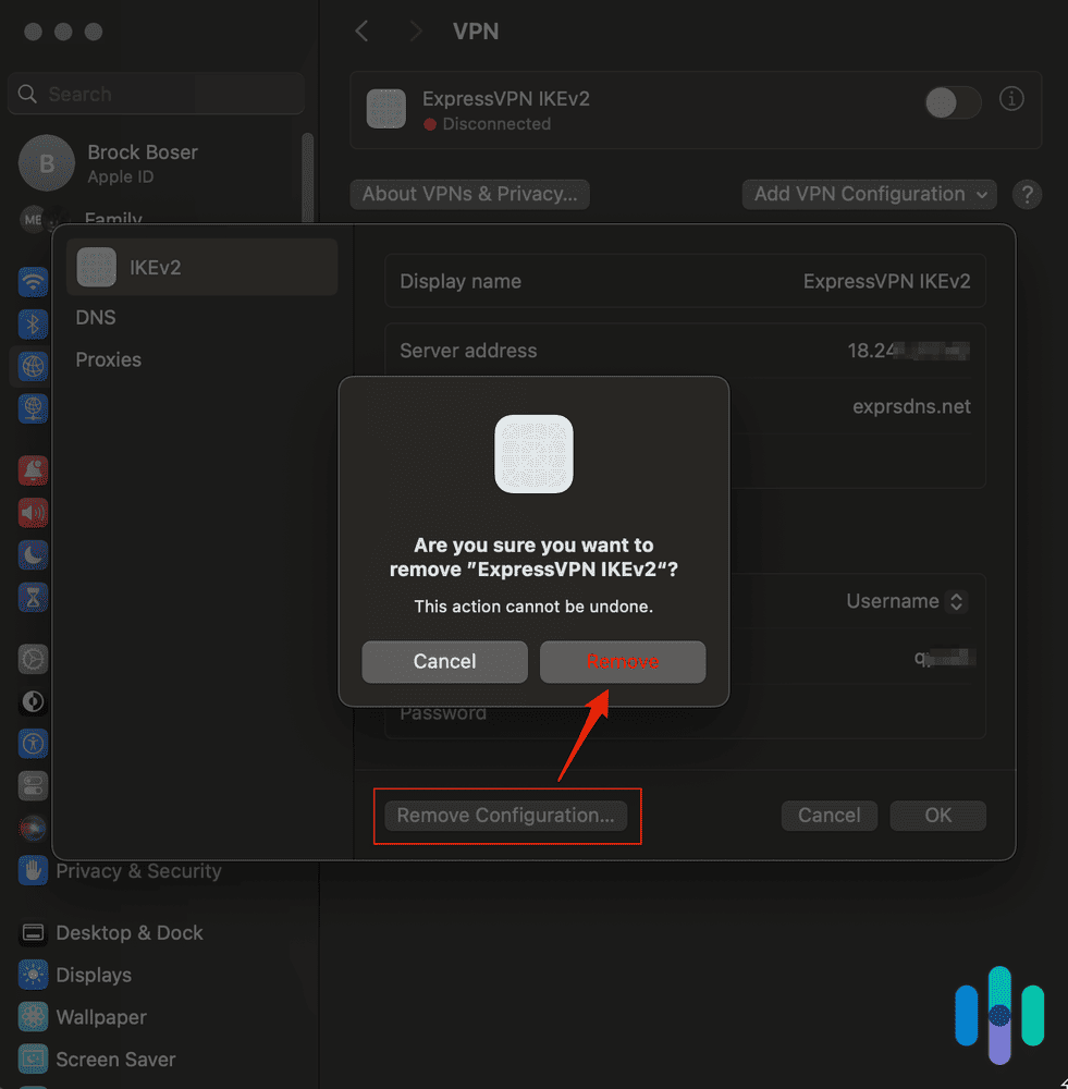 Removing a VPN connection on Mac