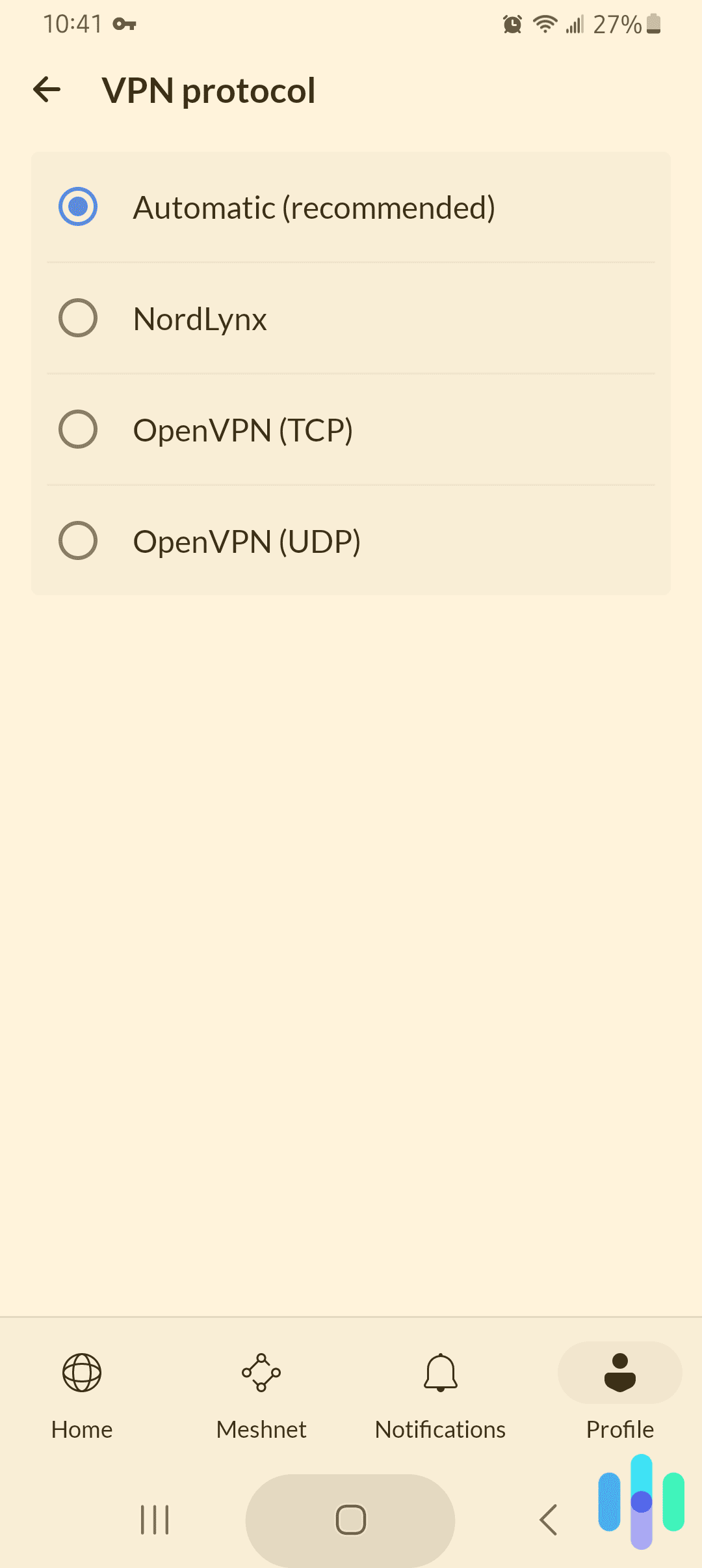 OpenVPN is available on the NordVPN Android App