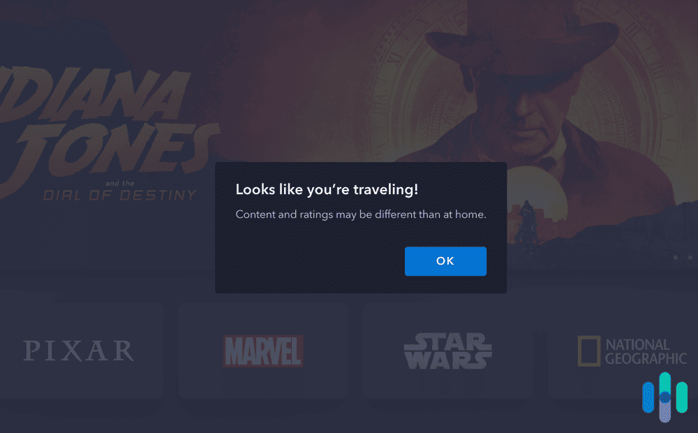 Travel popup on Disney+ while using a VPN