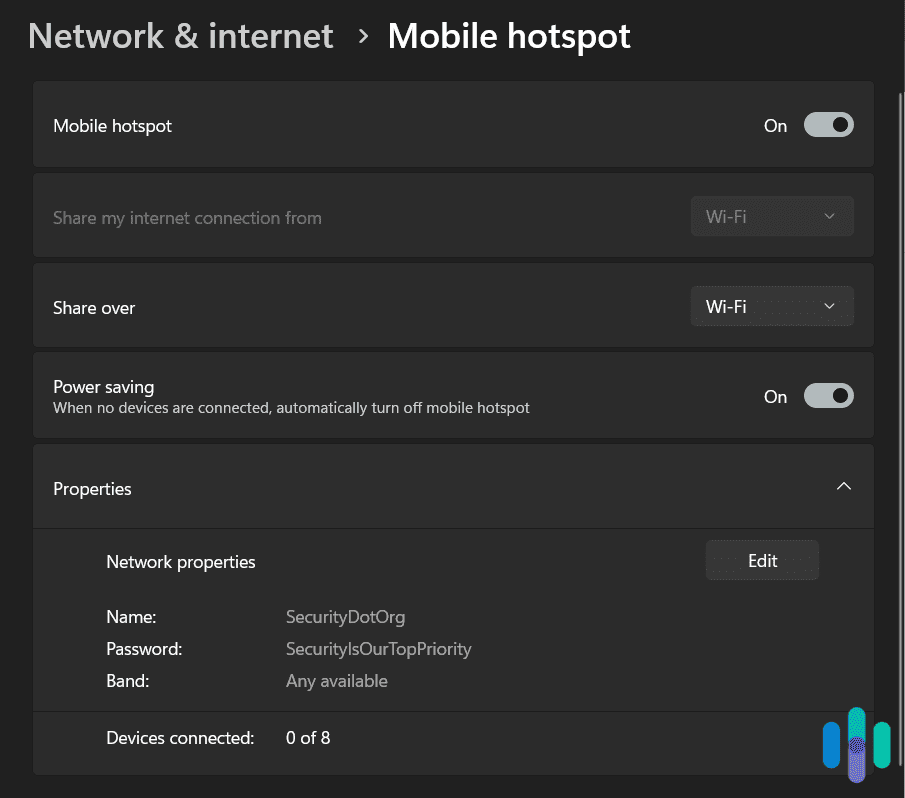 Windows 11 mobile hotspot