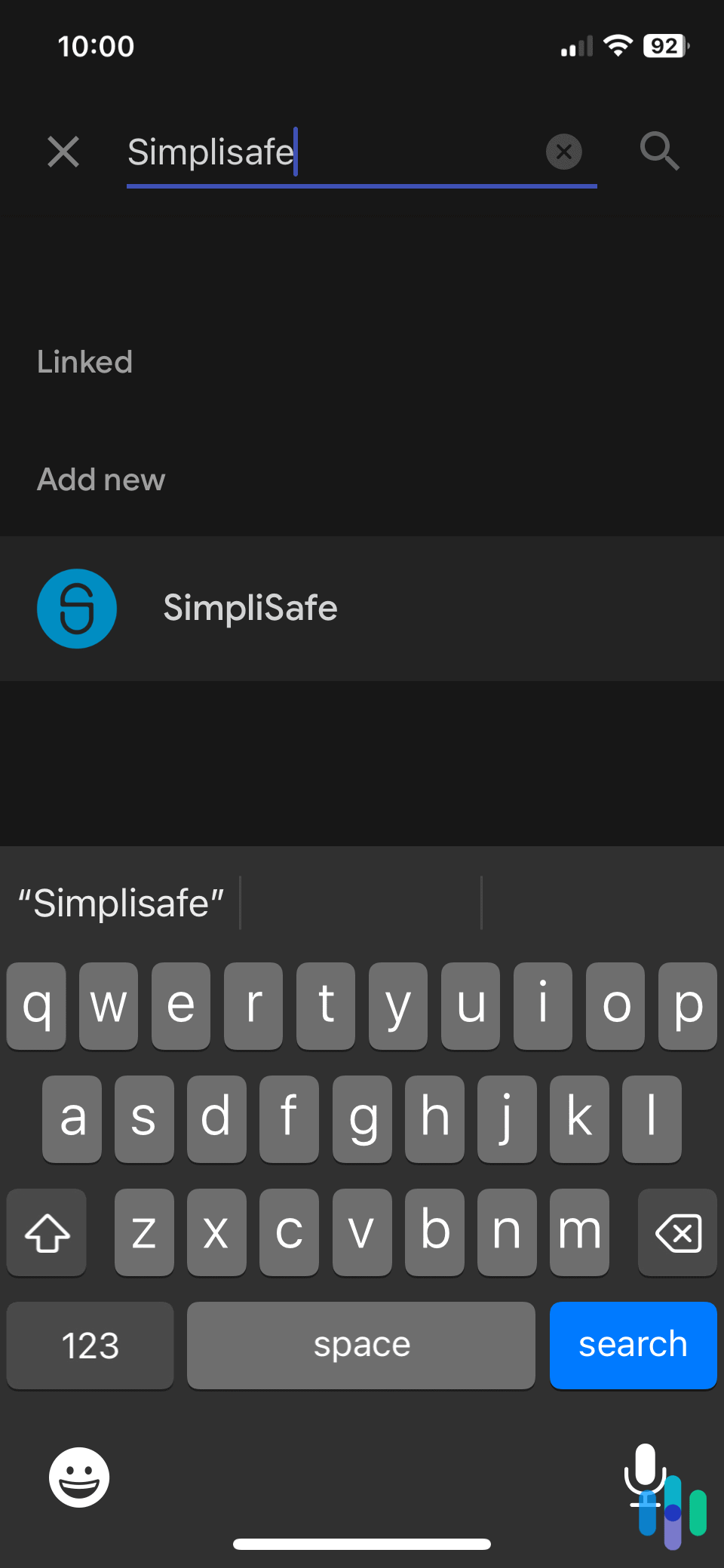 Adding SimpliSafe to the Google Home app