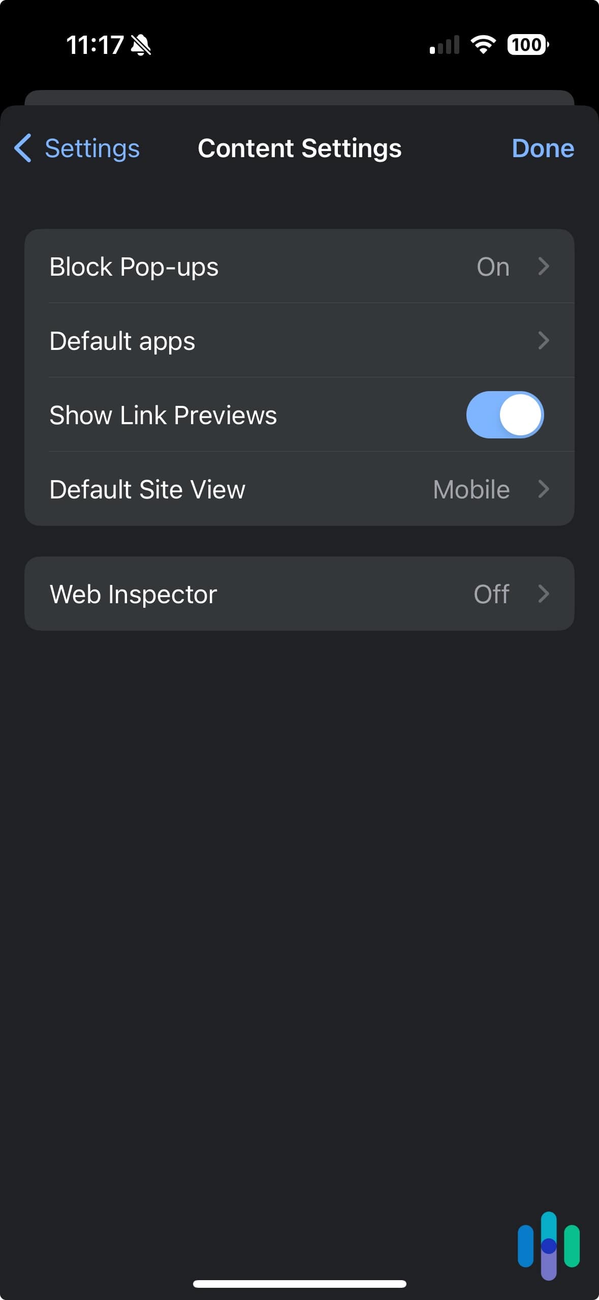 Updating Site Content Settings in Chrome iOS mobile app