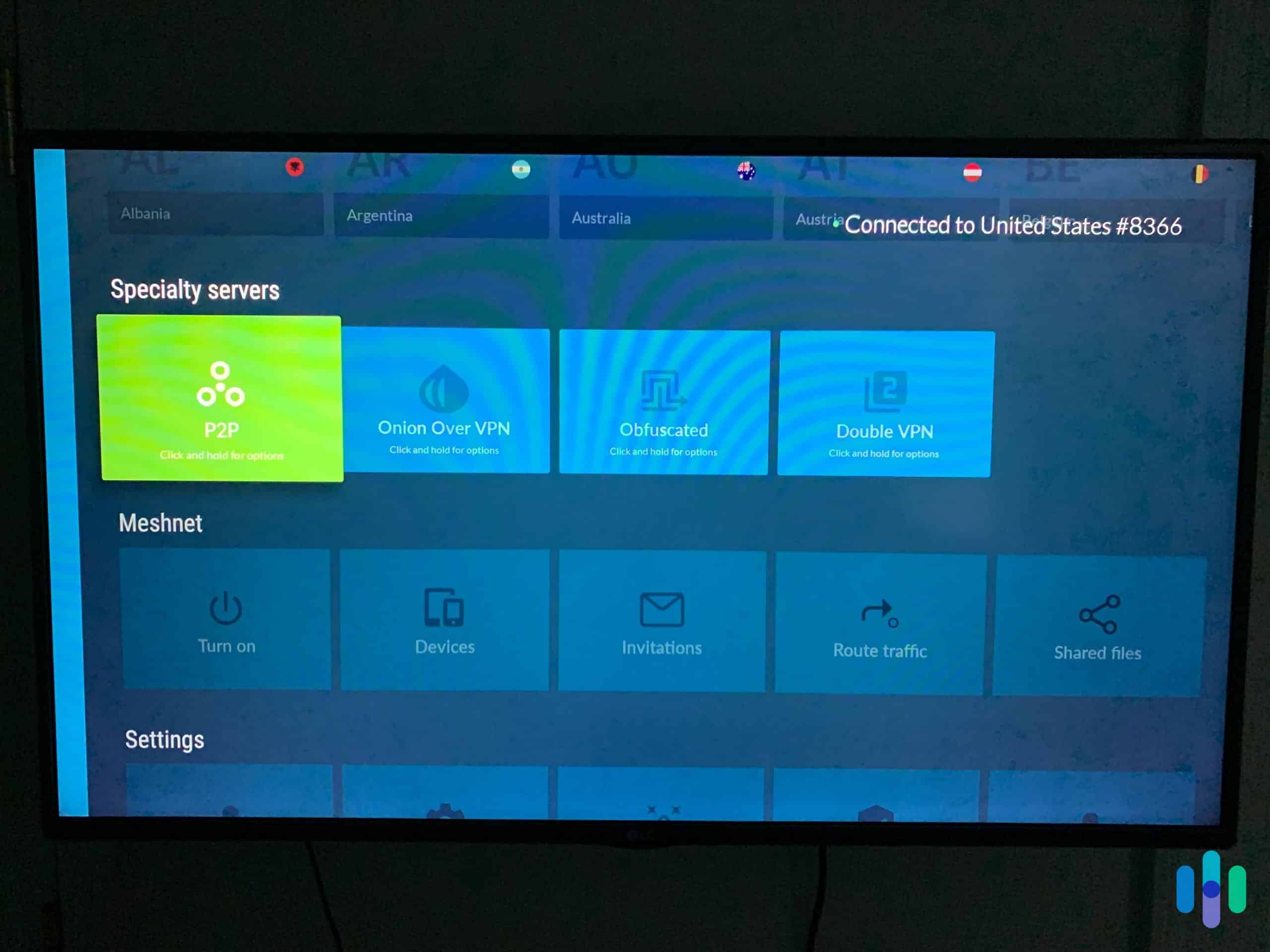 Speciality Server Options with NordVPN using the Fire TV Stick