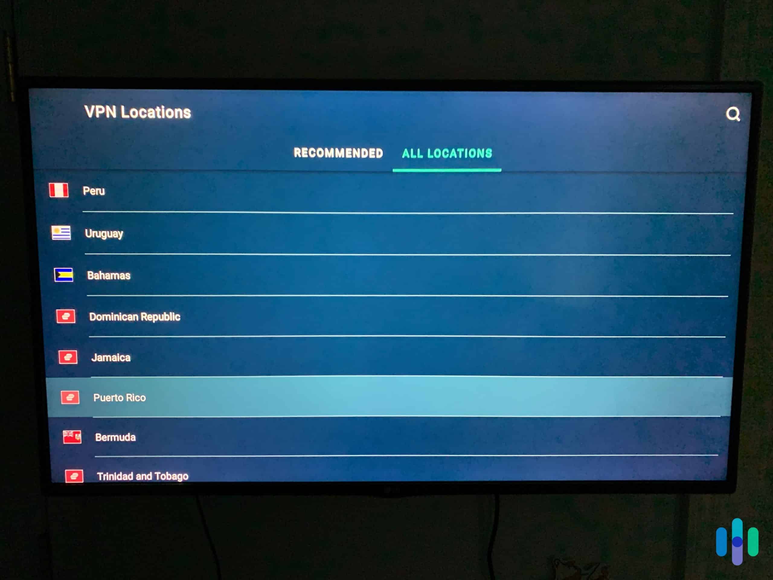 Amazon Fire TV Stick using ExpressVPN and looking at the VPN Server Locations