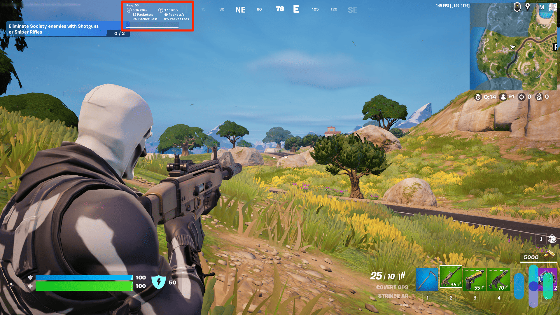 Testing NordVPN's ping while playing Fortnite