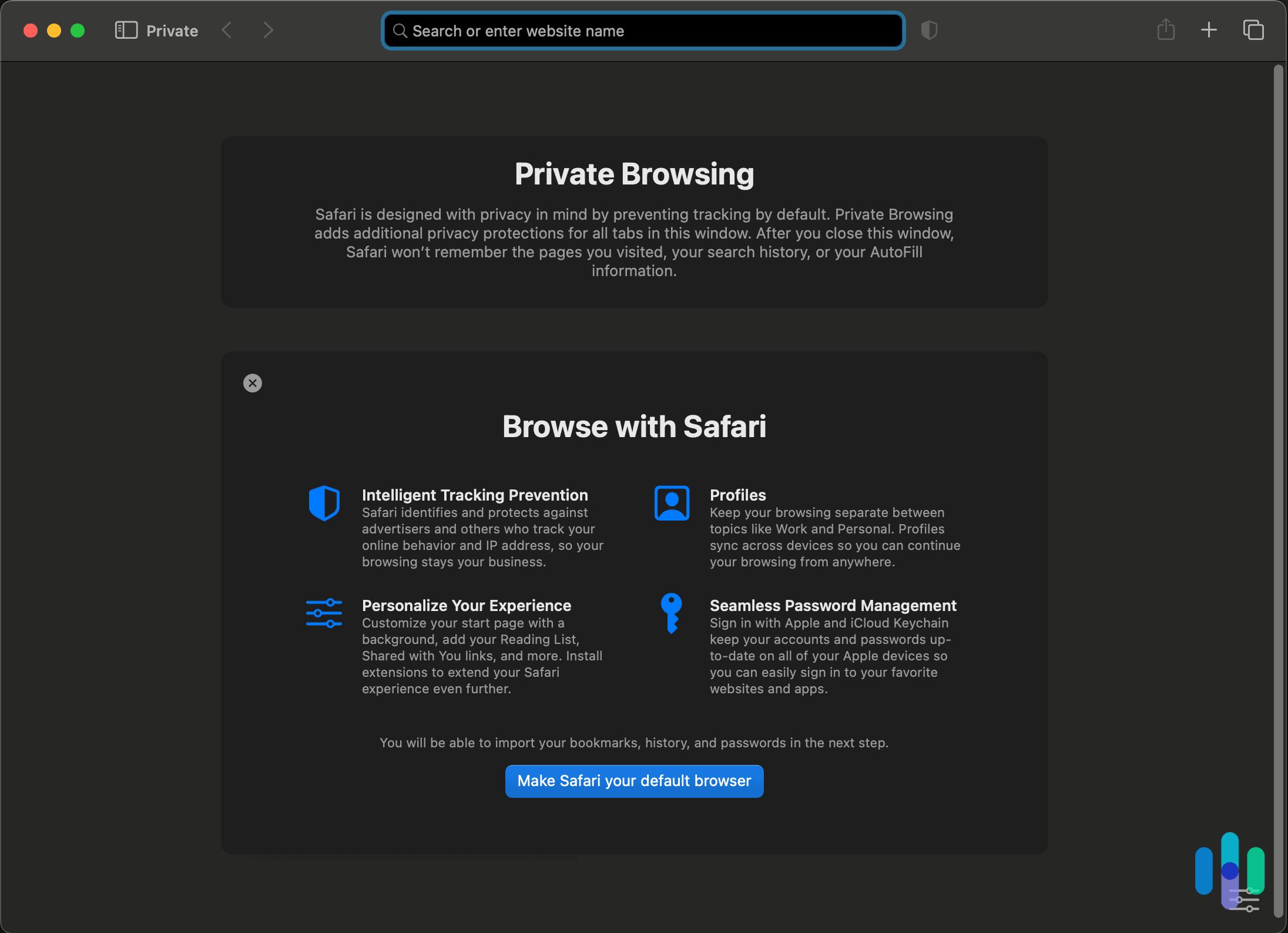 New Private Browsing Window on Safari