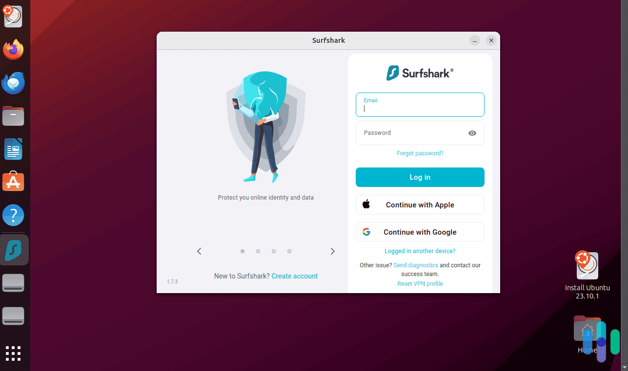 Surfshark Ubuntu GUI