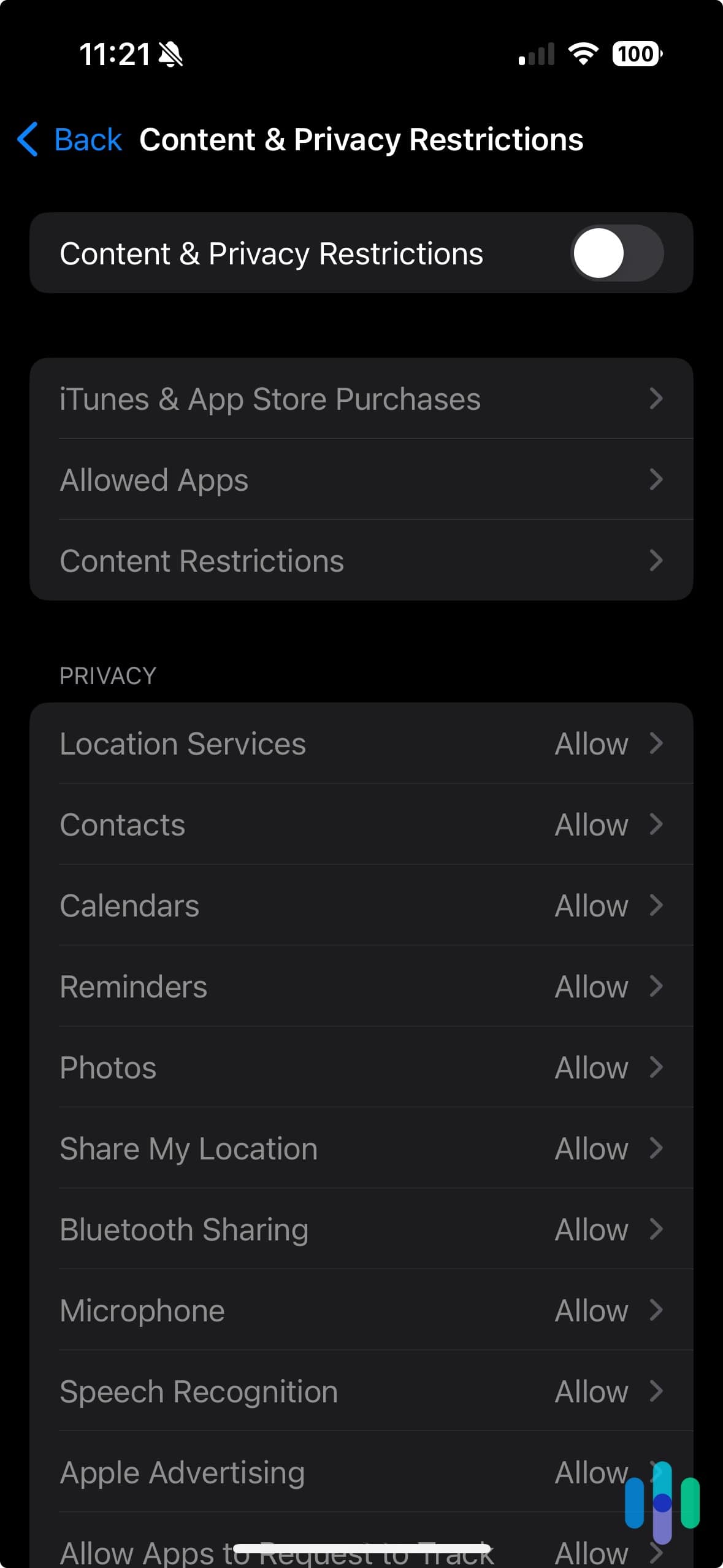 Content & Privacy Restrictions on an iPhone
