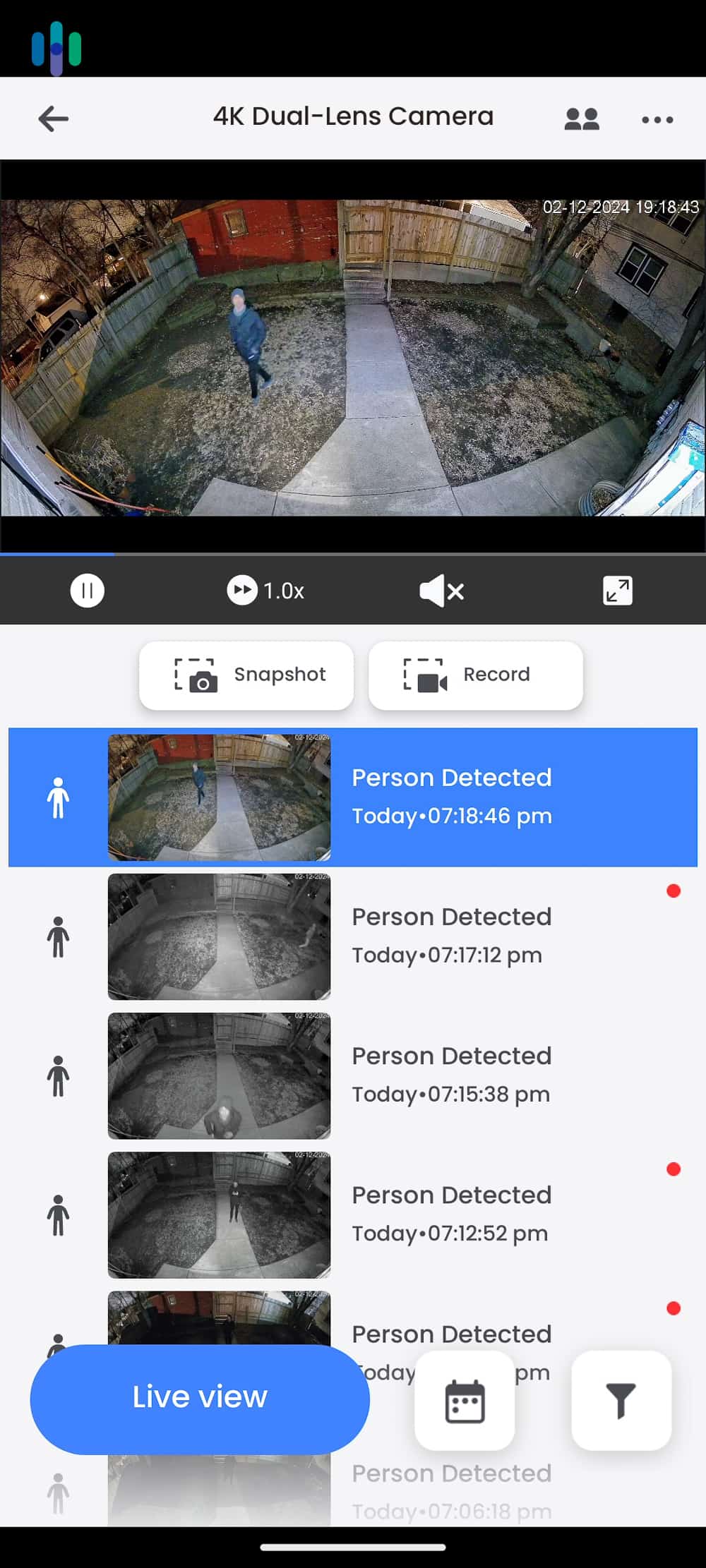 Person detection on the Lorex app