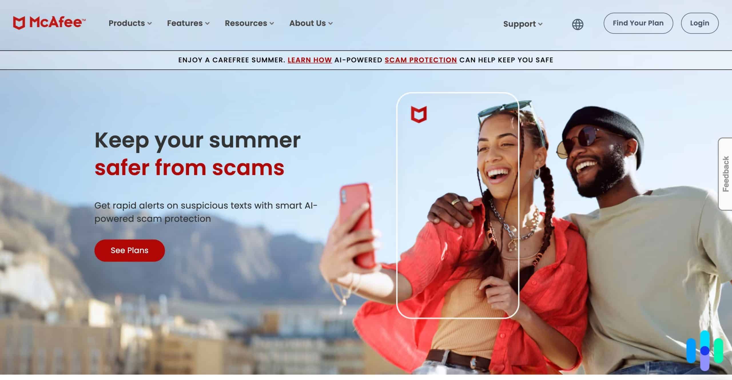 McAfee homepage