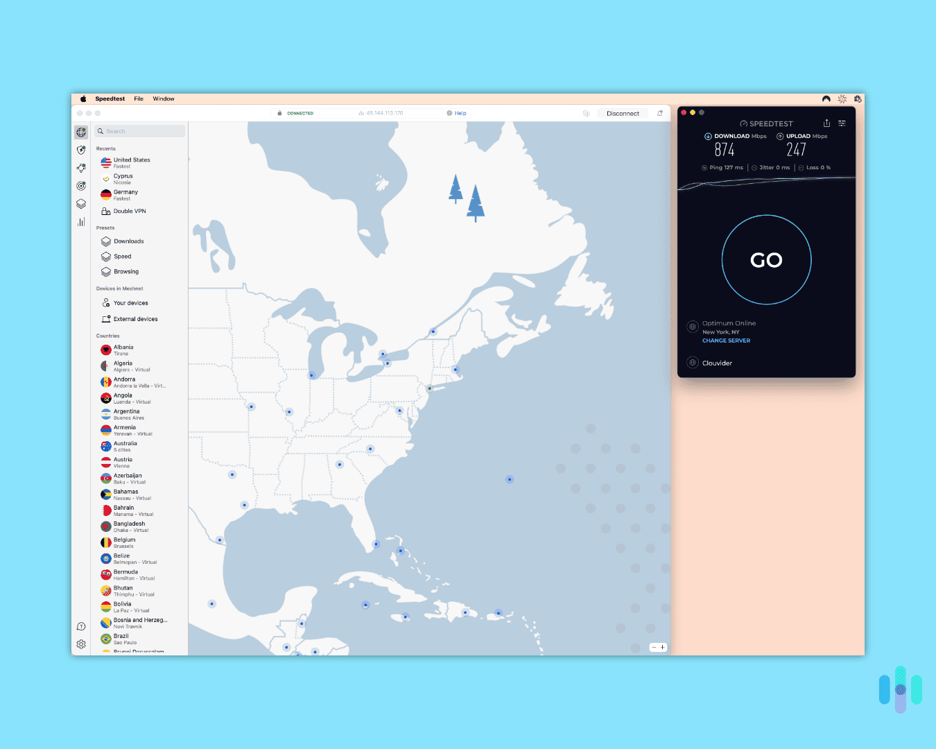 Check out those NordVPN speeds! Hardly any loss on a 932 Mbps wired line.