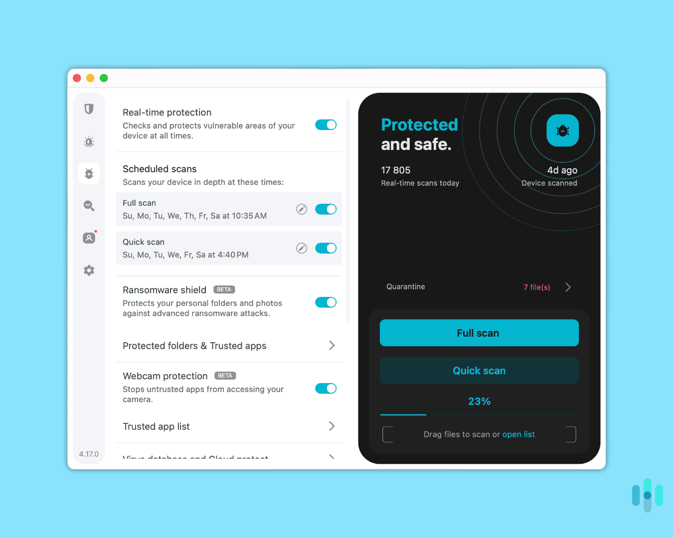 Surfshark Antivirus protecting our system in real time.