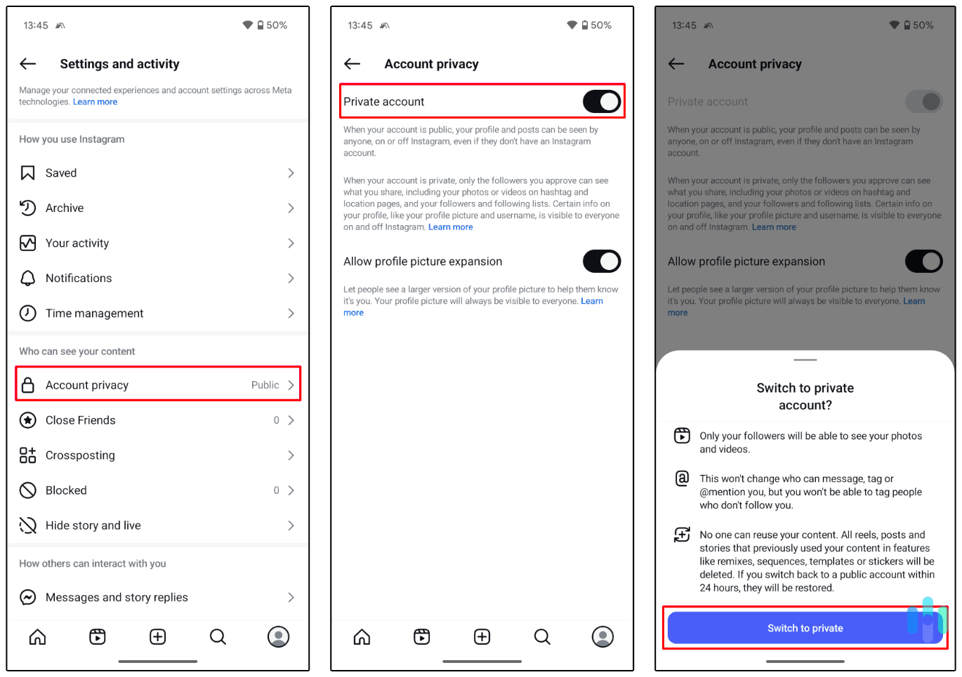 How we made our Instagram account private on the mobile app in three steps