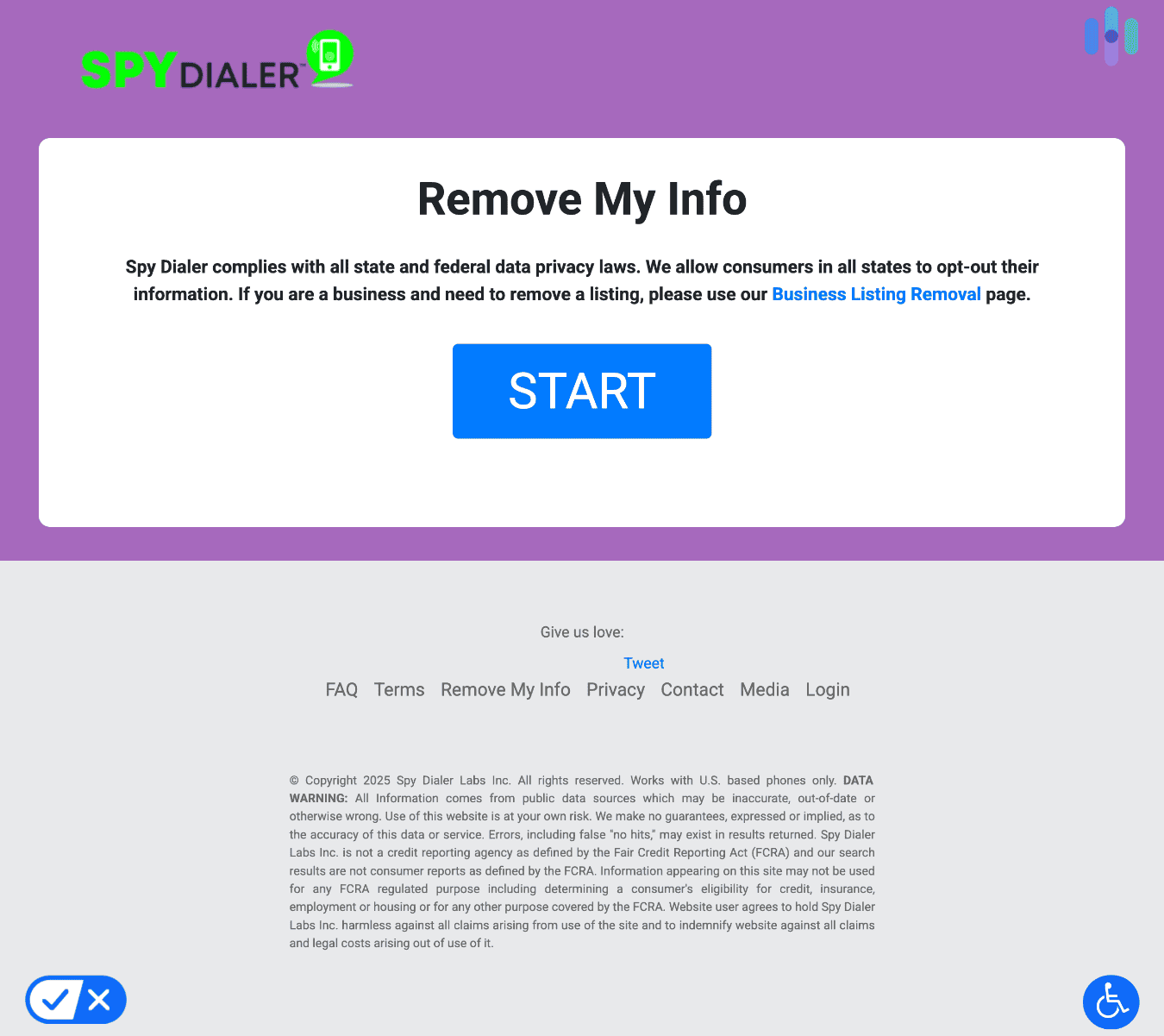 Starting the opt-out process with Spy Dialer