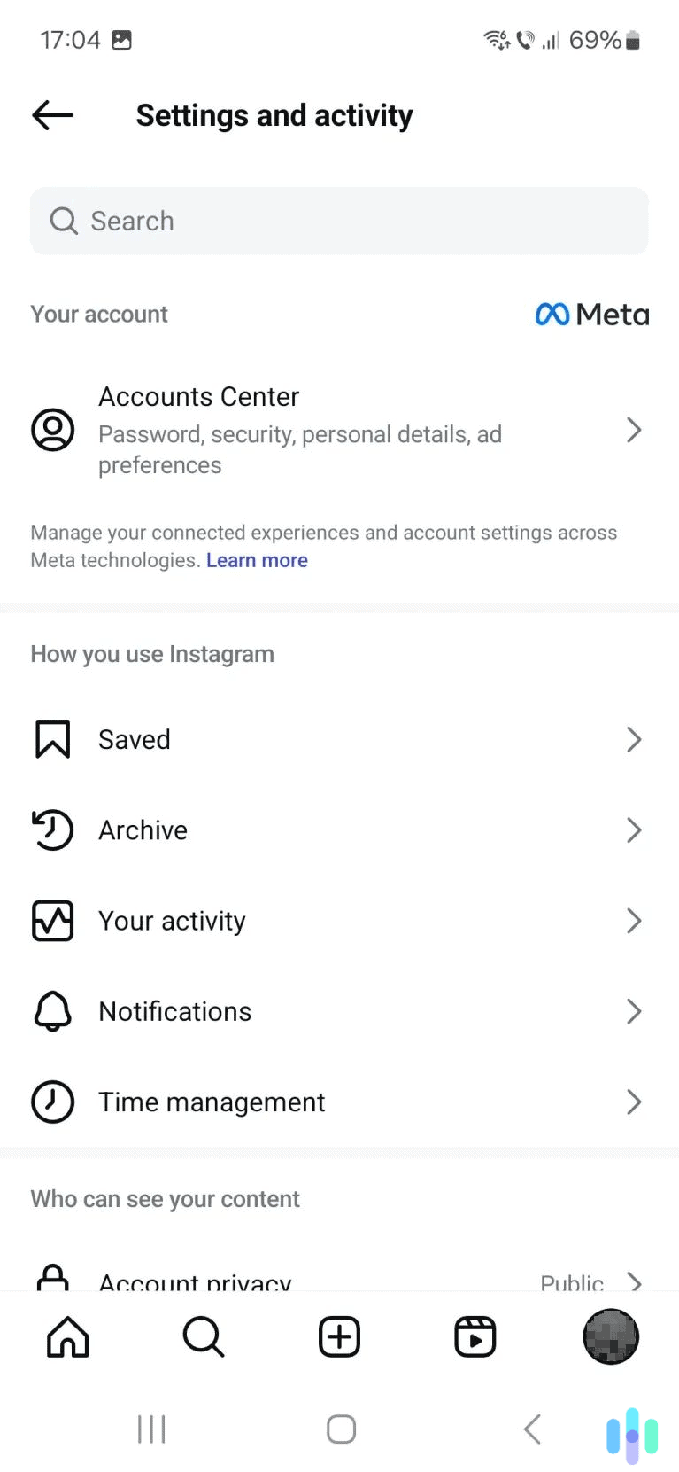 Now, access your account activity settings.