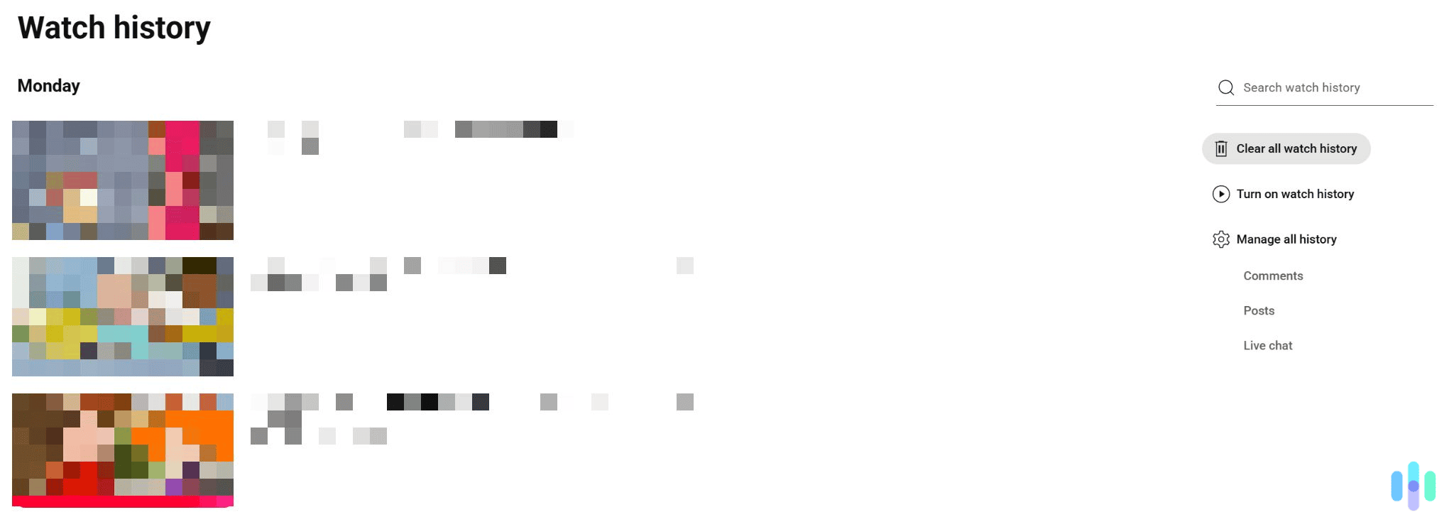 Select the option to clear all your YouTube watch history.