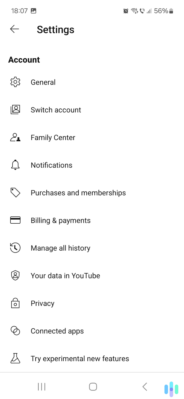 Tap the history option to access your YouTube search history.