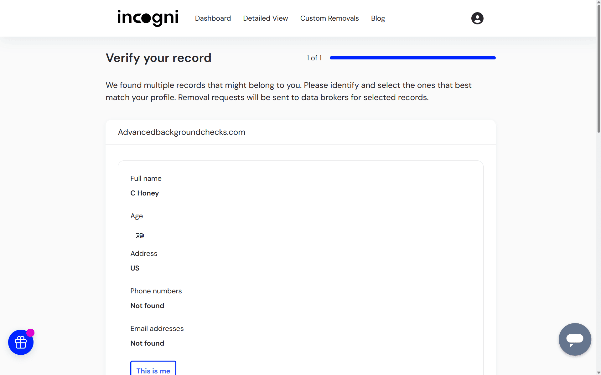 Incogni multiple records found