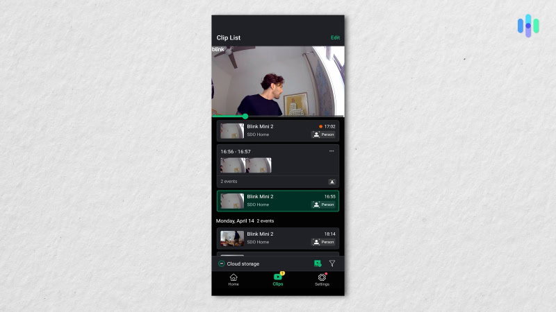After subscribing to Blink’s cloud storage plan, we were able to review clips attached to our camera’s alert history.