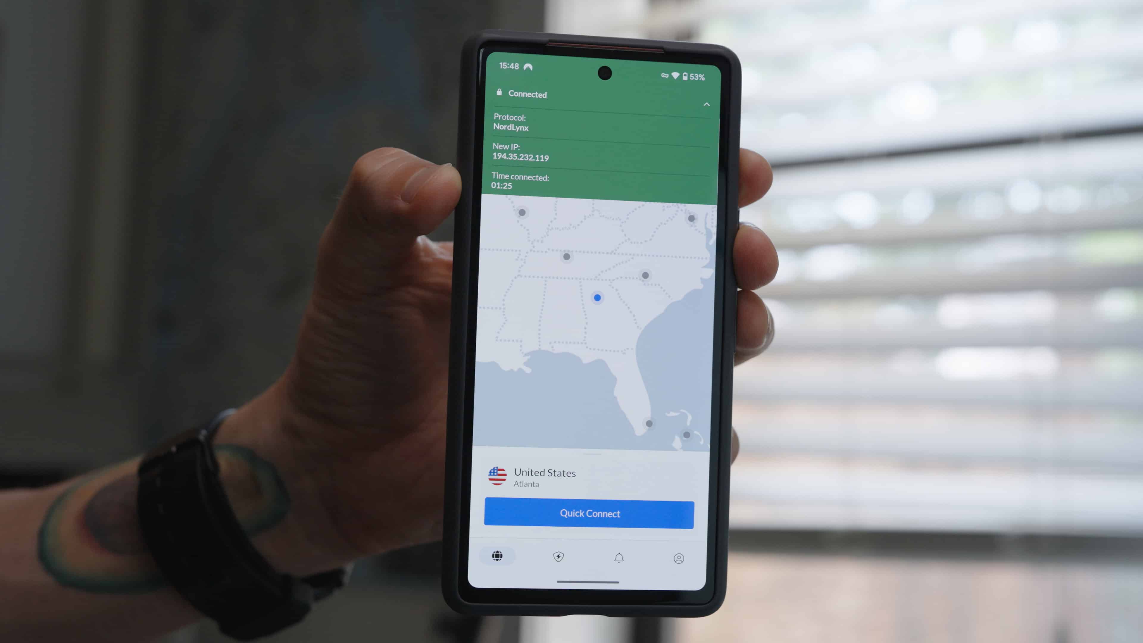 NordVPN connected to Atlanta