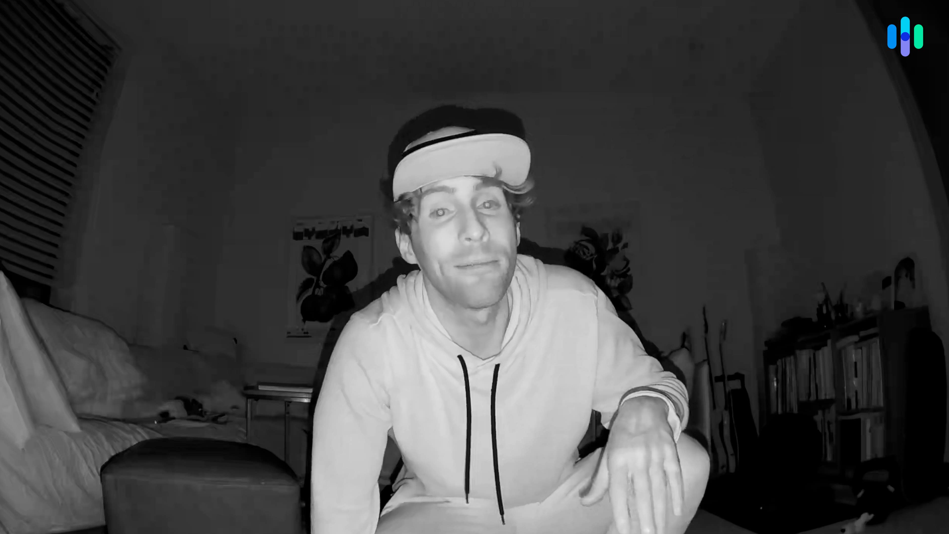 Infrared night vision sample image taken with the Arlo Essential 2K